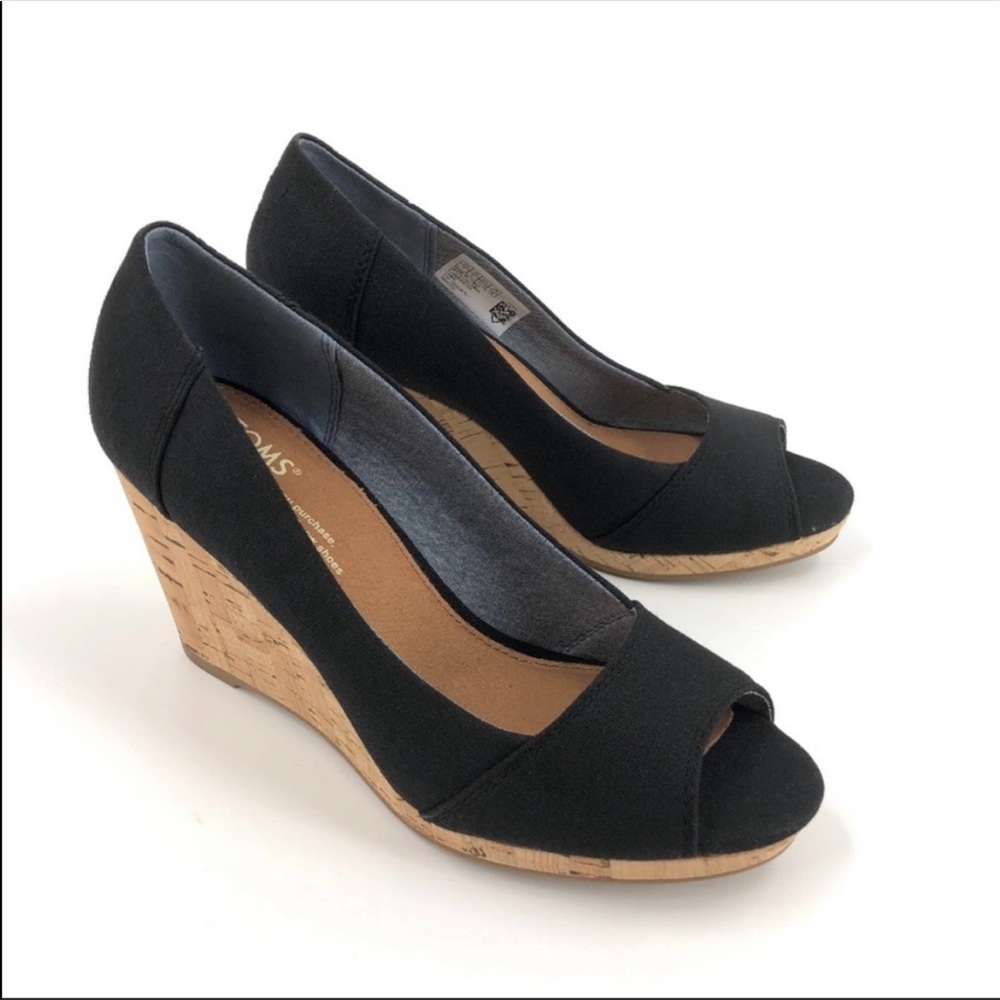 TOMS peep toe wedges